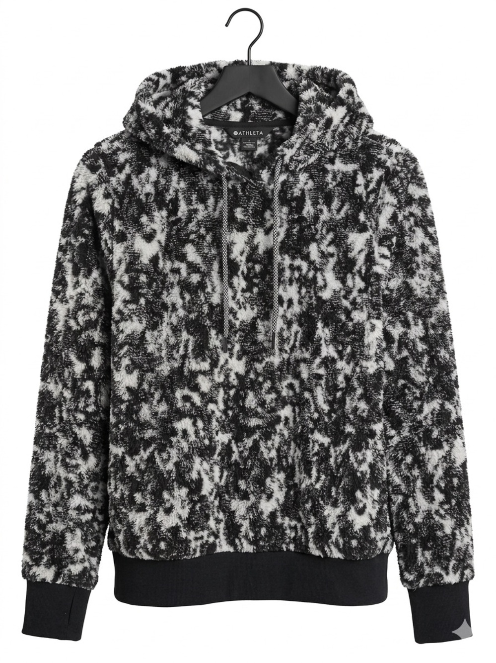 Athleta Black & White Marbled Plush Hoodie